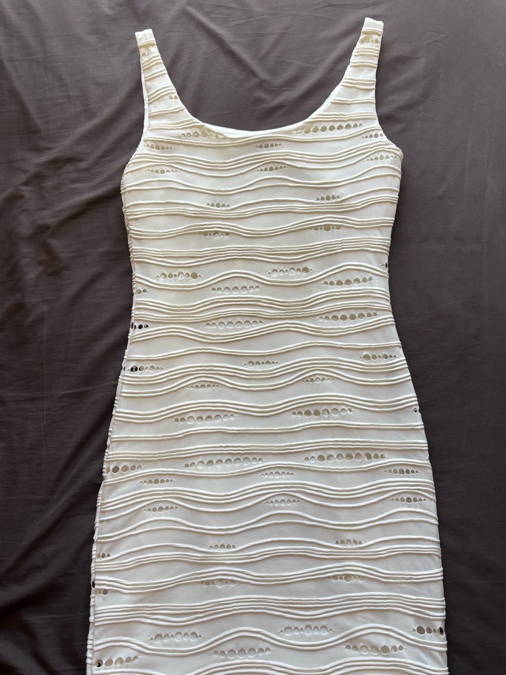 Soprano Cream Wave-Textured Mini Dress - Picture 2 of 7